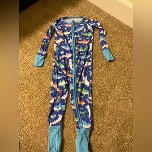 Little sleepies rainbow sharks footie